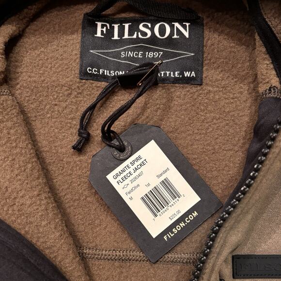 Filson Men's Granite Spire Fleece Jacket Olive Green Full Zip Men's Medium NWT - Picture 2 of 6